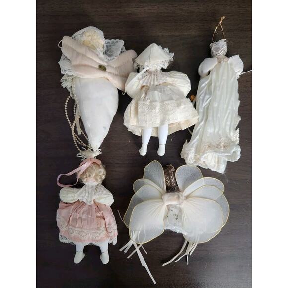 KSA Collectables Vtg Kurt Adler Jocelyn Mostrom Porcelain Doll Ornament Lot Of 5 - Picture 2 of 11